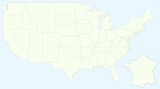 Carte France et USA à la même échelle Carte France et USA à la même échelle