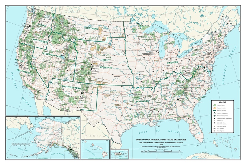 Carte des National Forests aux USA