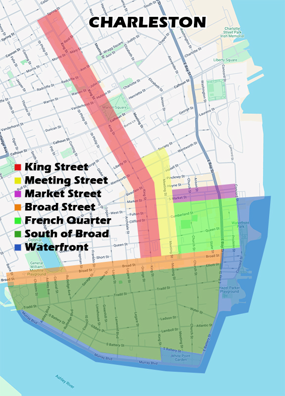 Carte des quartiers de Charleston