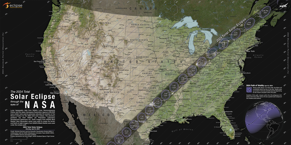Carte éclipse totale 2024