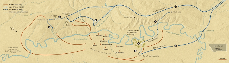 Carte de la bataille de Little Bighorn