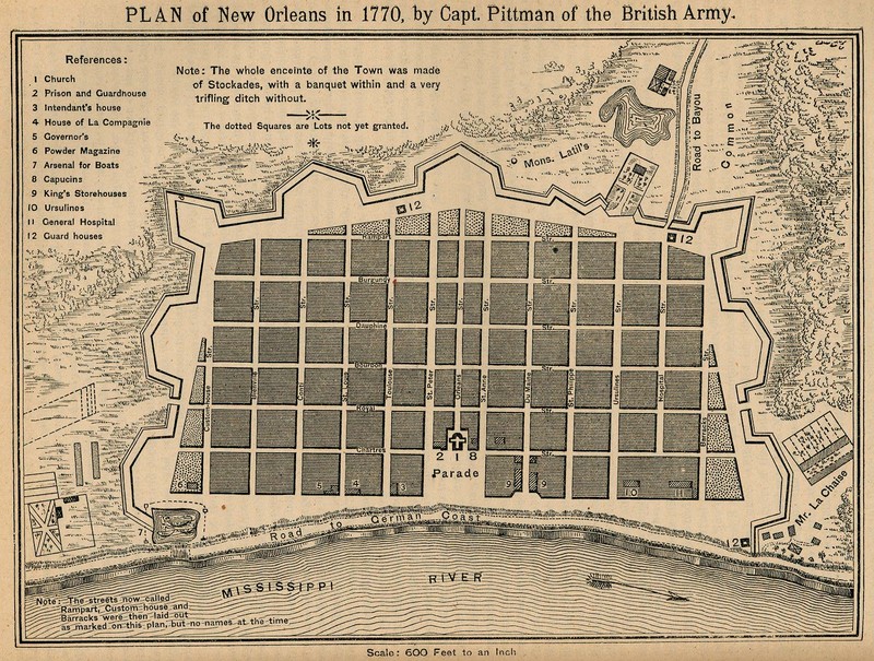 Plan de La Nouvelle-Orléans en 1770