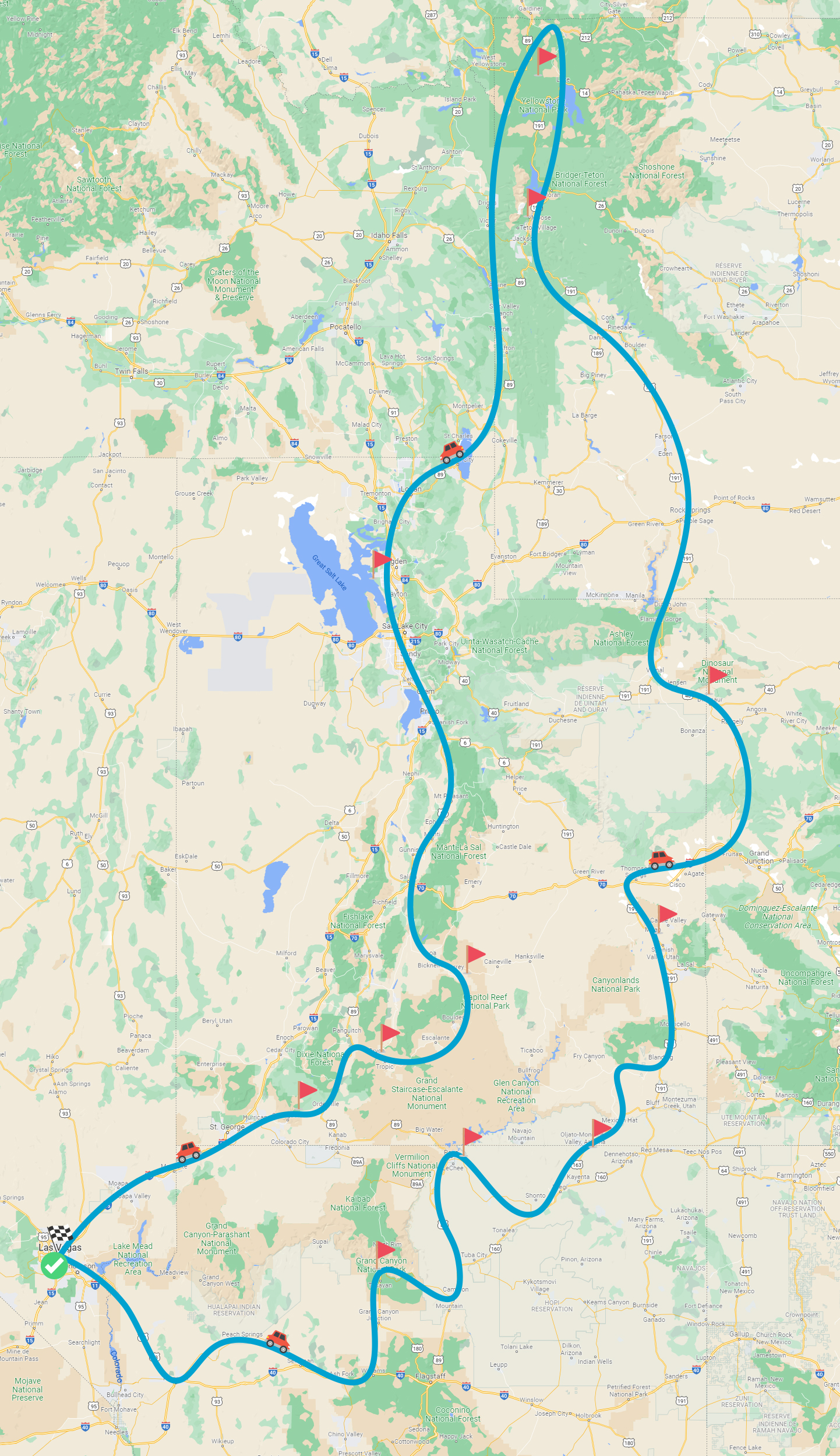 Carte Circuit Grand Ouest américain
