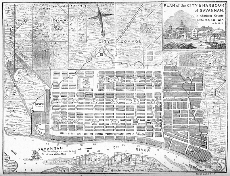 Plan de Savannah en 1818