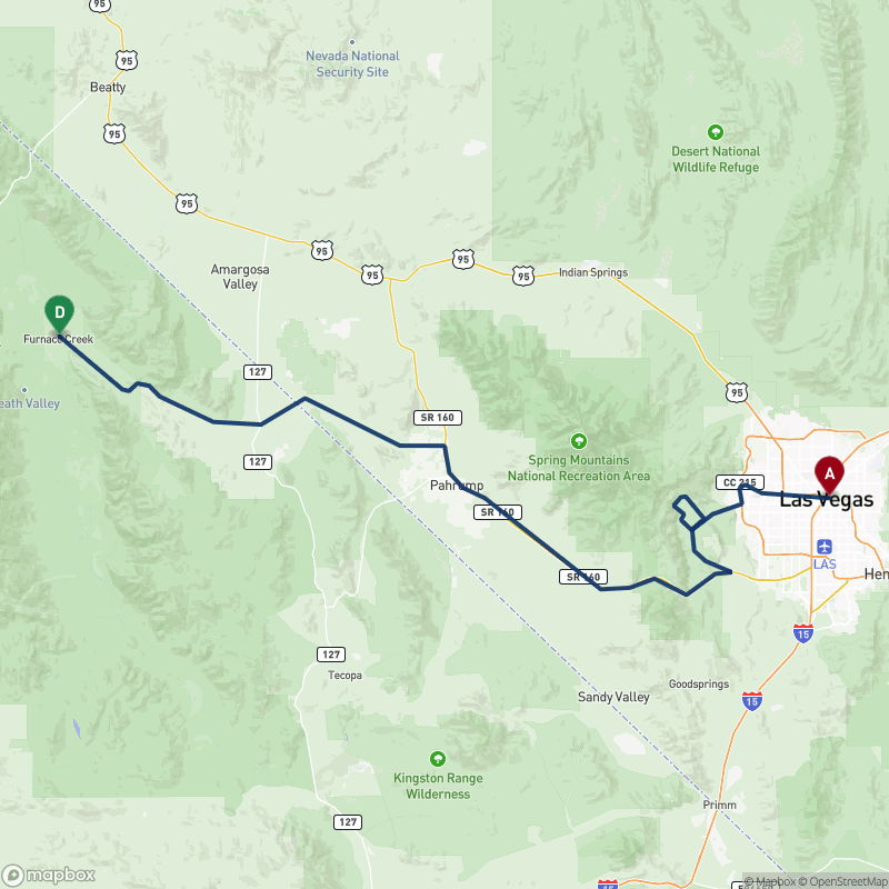 Carte du trajet J9 - Las Vegas