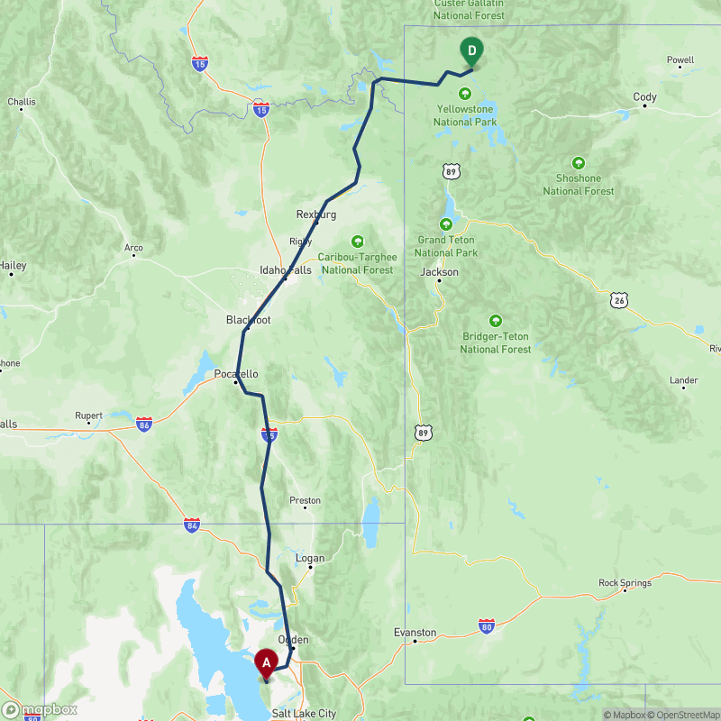 Carte du trajet J14 - Antelope Island State Park